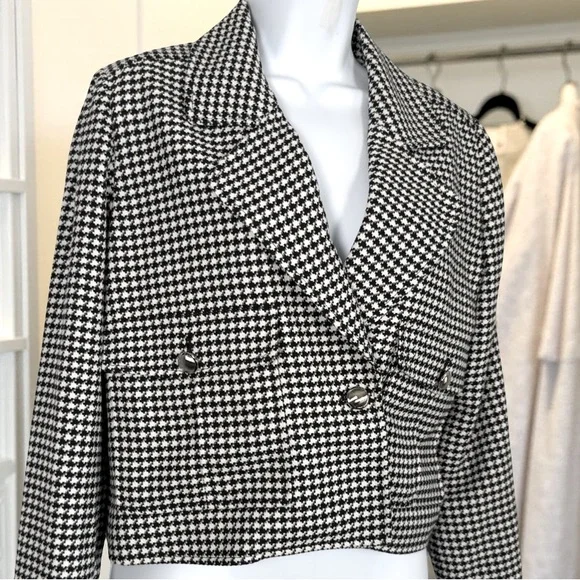 Tahari Black and White Houndstooth Blazer XS - Picture 6 of 13